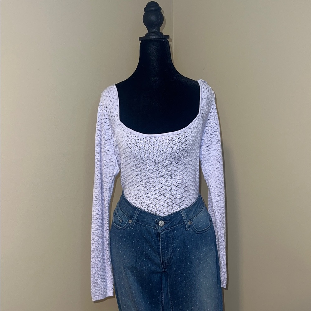 ABERCROMBIE & FITCH Pointelle Squareneck Bodysuit
